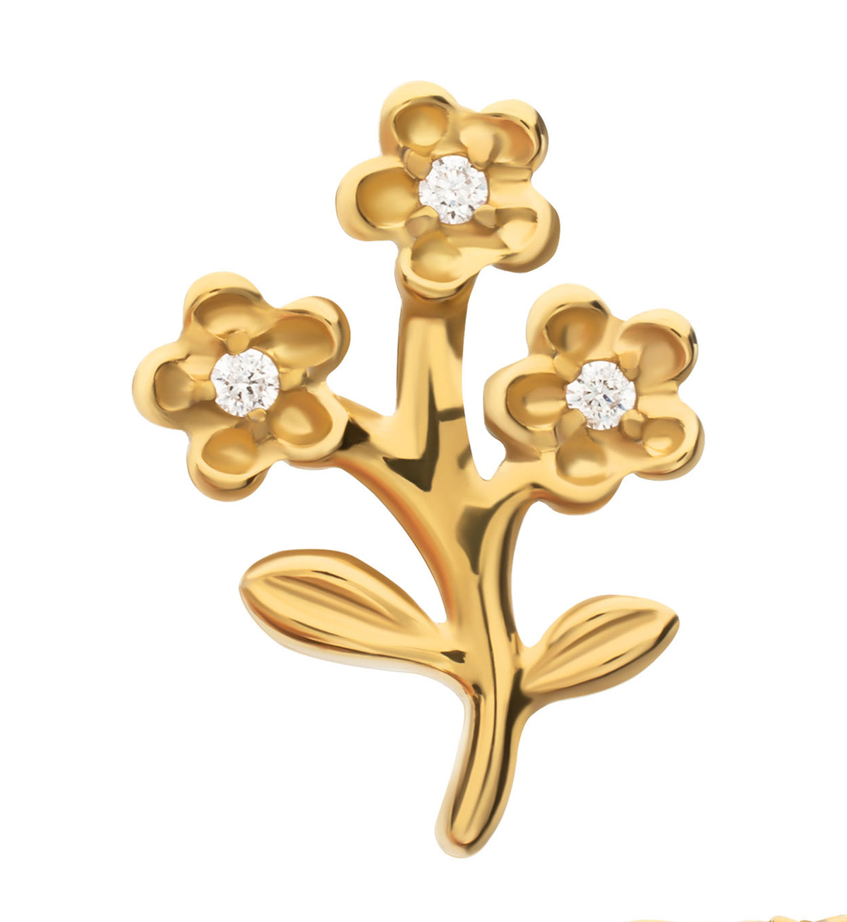 24kt Gold PVD Bunch of Flowers CZ Titanium Threadless Top by Urban Body Jewelry