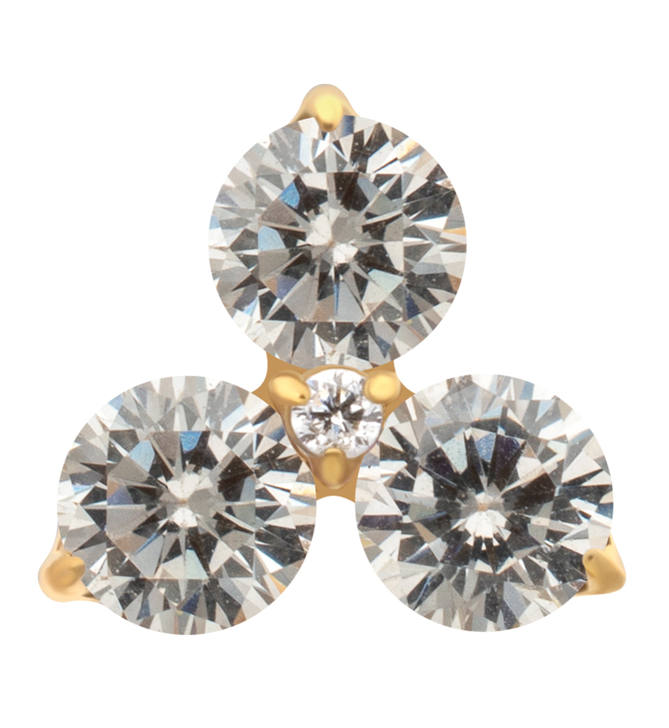 24kt Gold PVD Triplet Clear CZ Titanium Threadless Top