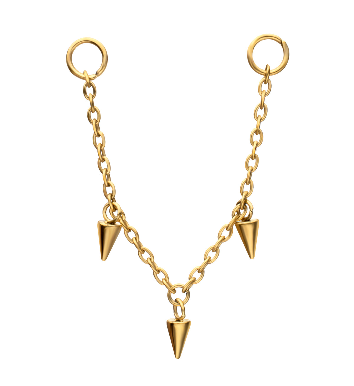24kt Gold PVD Cone Dangle Titanium Connecting Piercing Chain