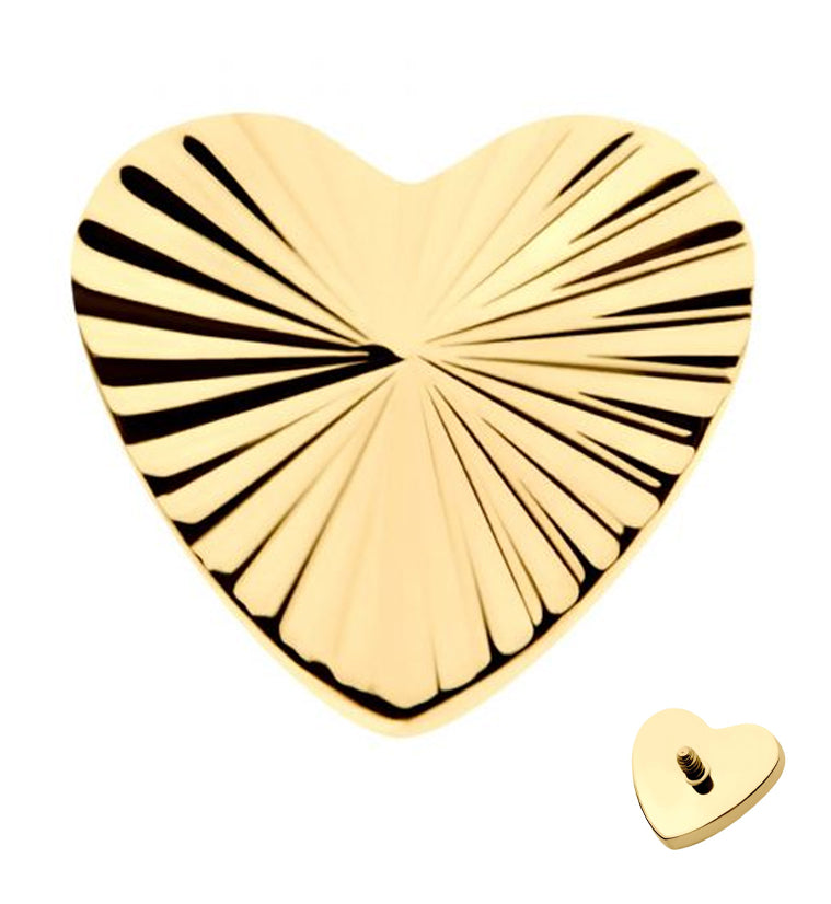 24kt Gold PVD Crinkle Heart Internally Threaded Top