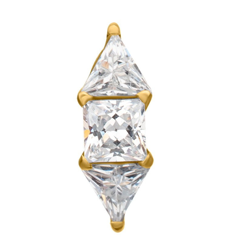 24kt Gold PVD Double-Edged Clear CZ Titanium Threadless Top