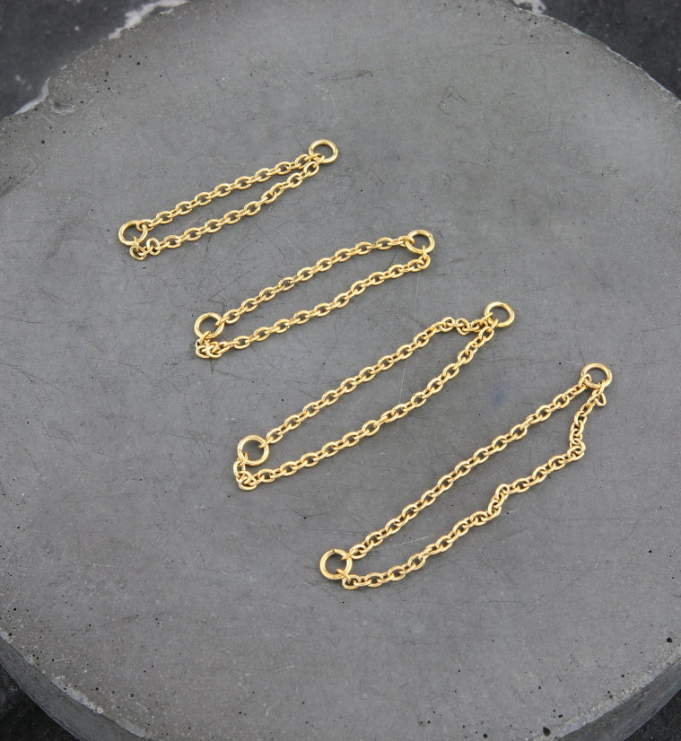 24kt Gold PVD Dual Rolo Titanium Connector Chain