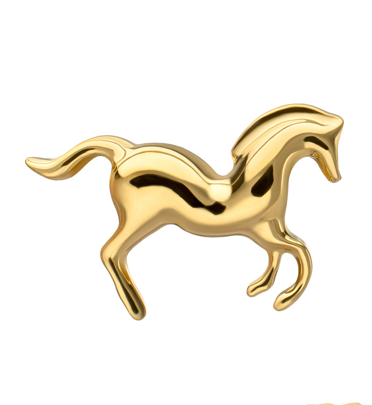 24kt Gold PVD Galloping Horse Titanium Threadless Top