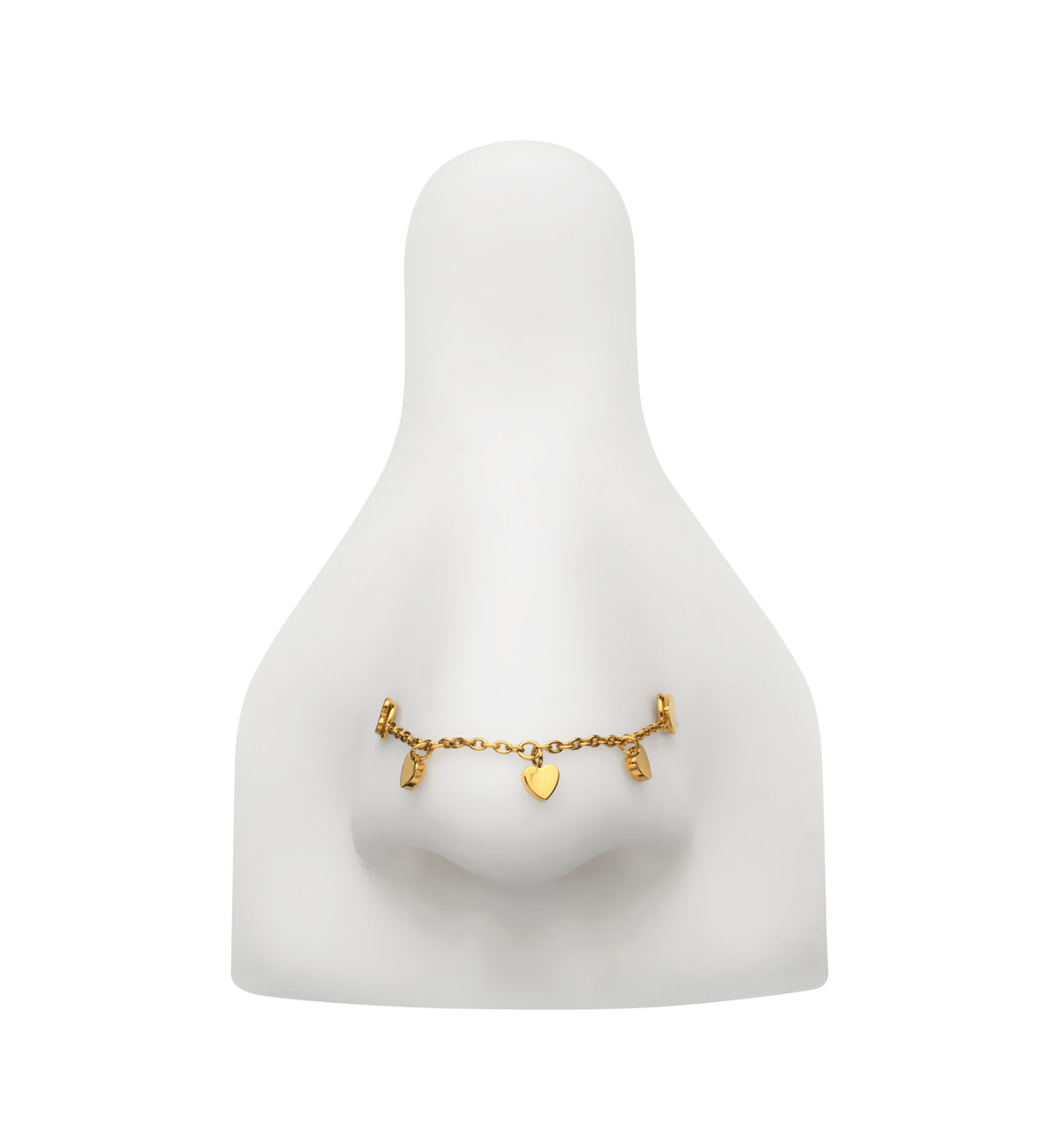 24kt Gold PVD Heart Dangle Titanium Connecting Piercing Chain