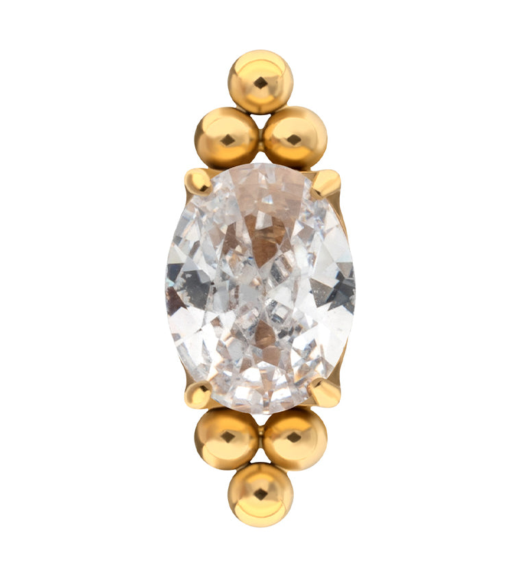 24kt Gold PVD Lamp Post Clear CZ Titanium Threadless Top