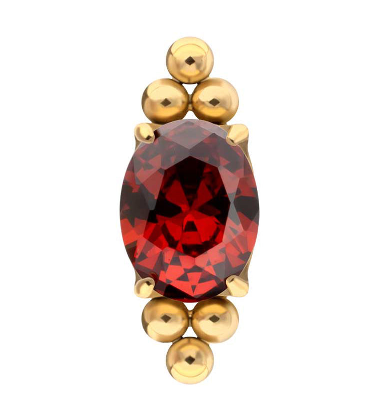 24kt Gold PVD Lamp Post Garnet CZ Titanium Threadless Top