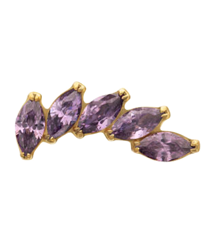 24kt Gold PVD Mini Cascade Amethyst CZ Titanium Threadless Top