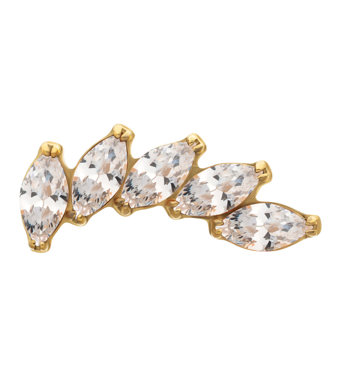 24kt Gold PVD Mini Cascade Clear CZ Titanium Threadless Top