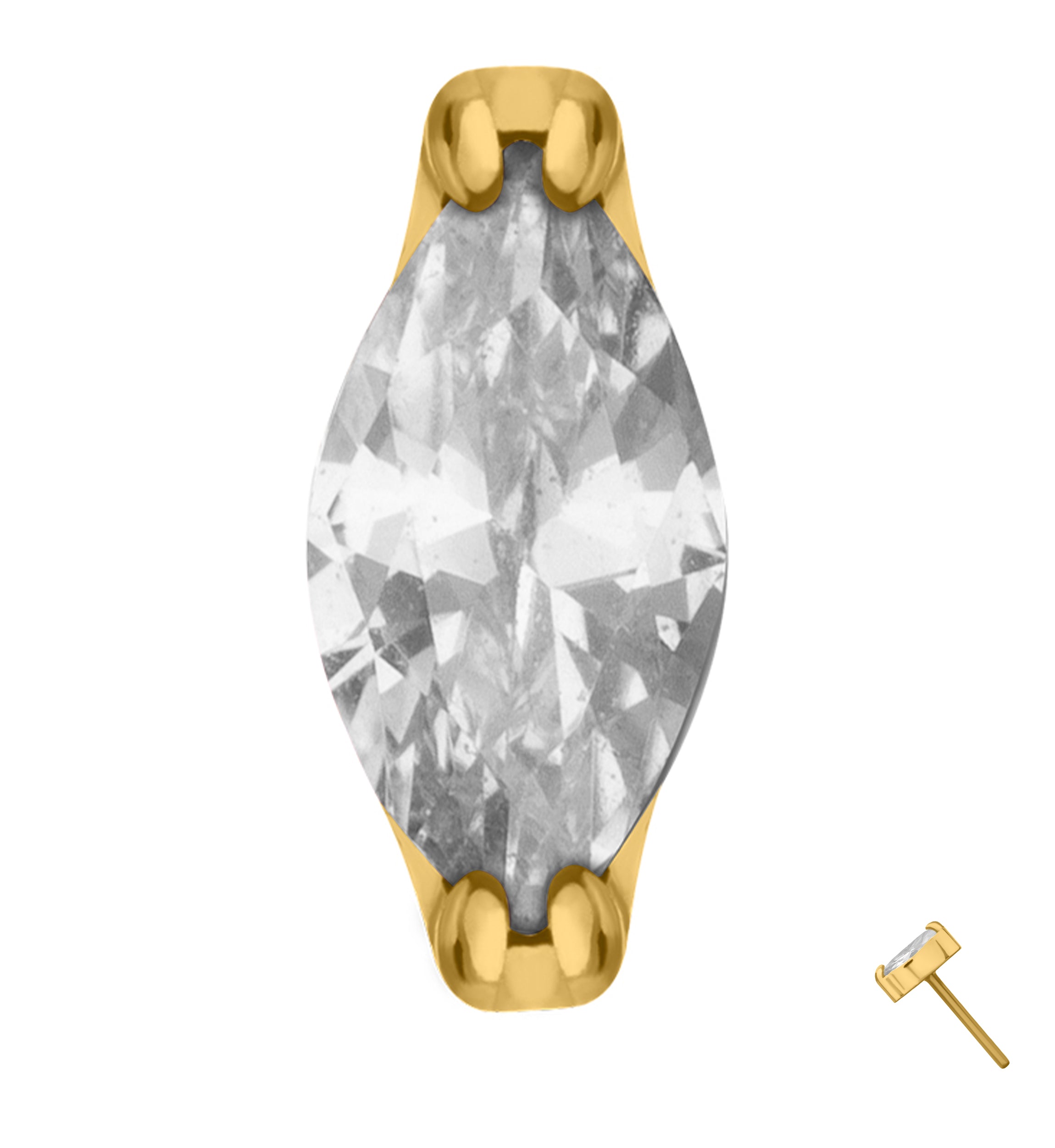 24kt Gold PVD Mini Empress CZ Threadless Titanium Top