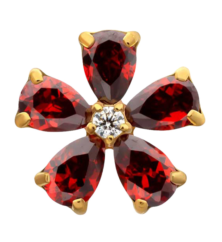 24kt Gold PVD Myosotis Garnet CZ Titanium Threadless Top