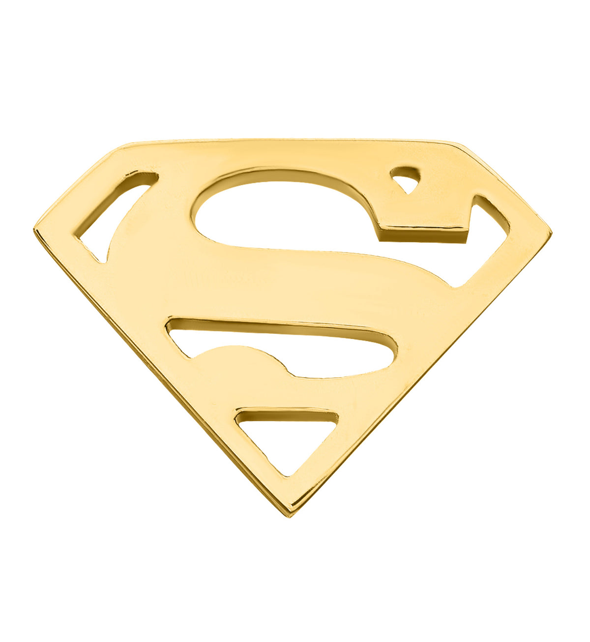 24kt Gold PVD Superman Logo Titanium Threadless Top by Urban Body Jewelry