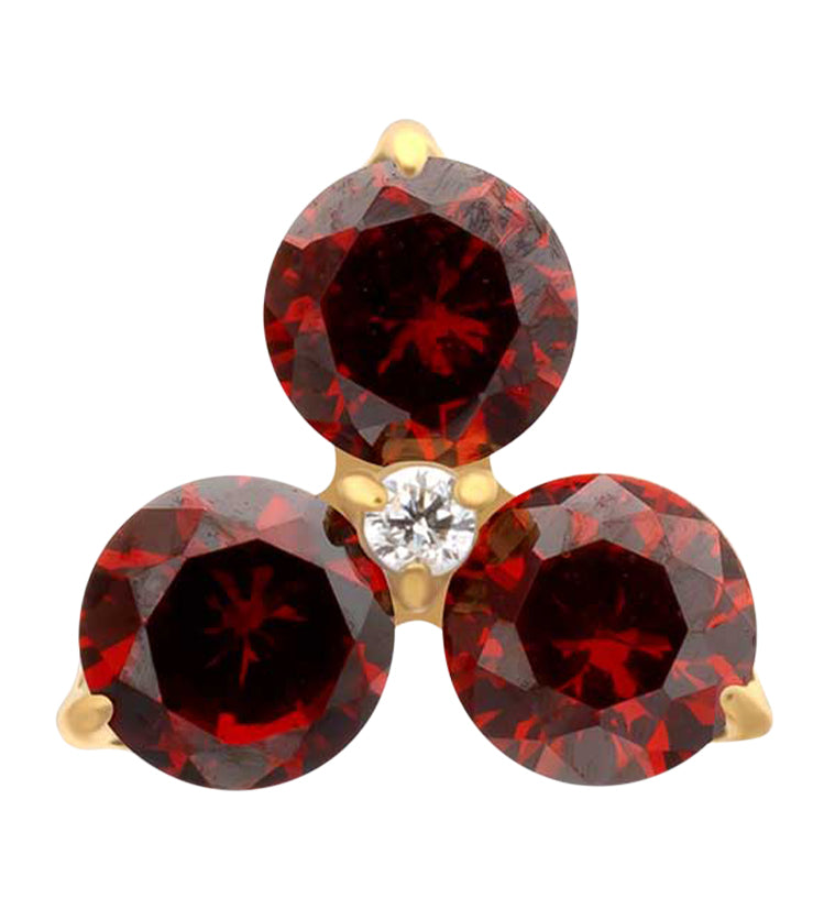 24kt Gold PVD Triplet Garnet CZ Titanium Threadless Top
