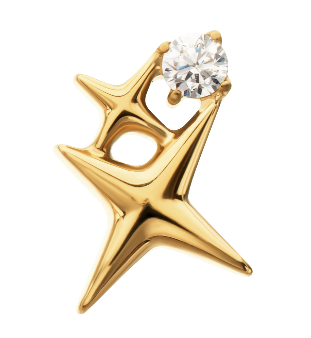 24kt Gold PVD Twinkle Star CZ Titanium Threadless Top by Urban Body Jewelry