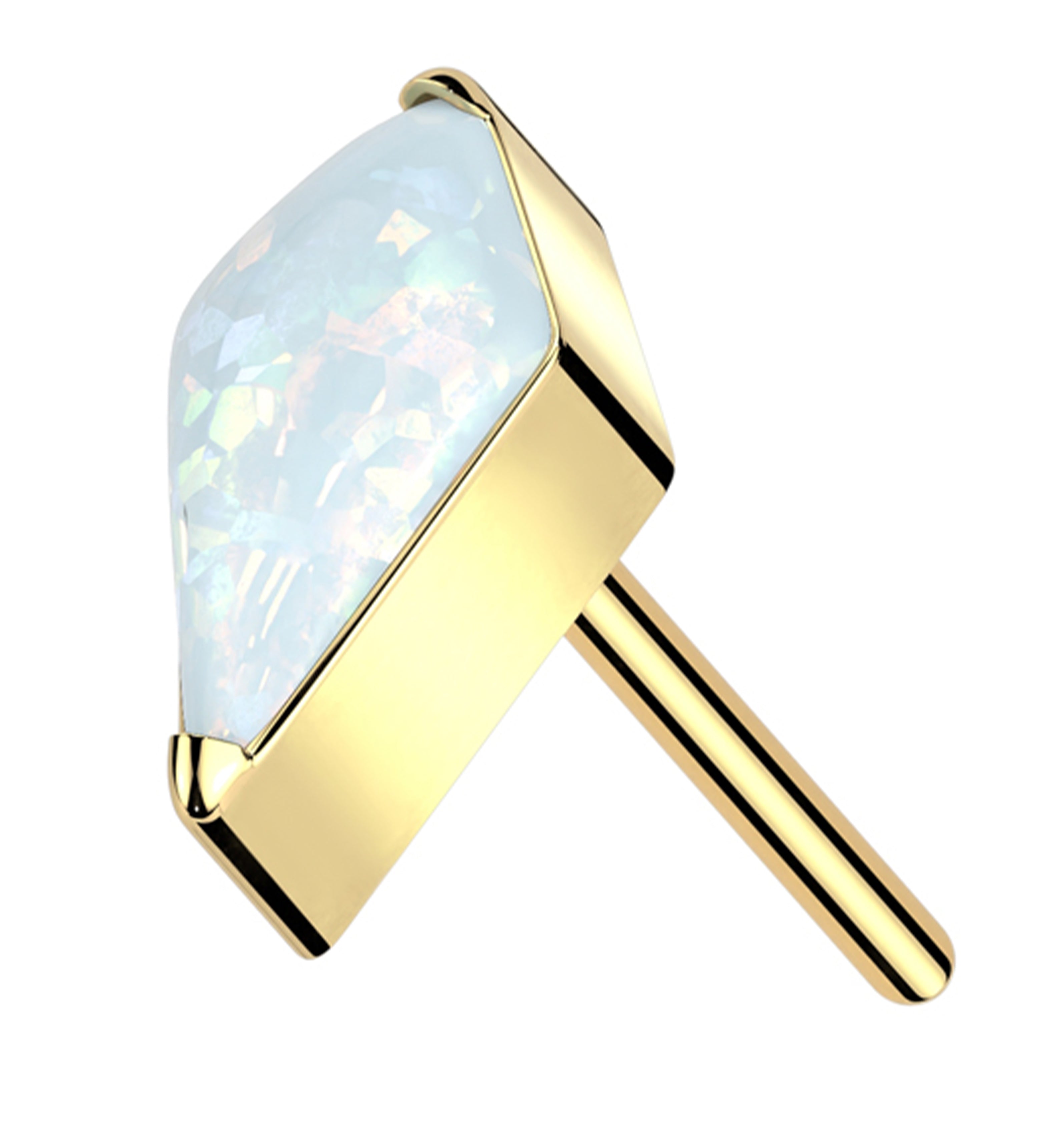 Gold PVD Tetra White Opal Titanium Threadless Top