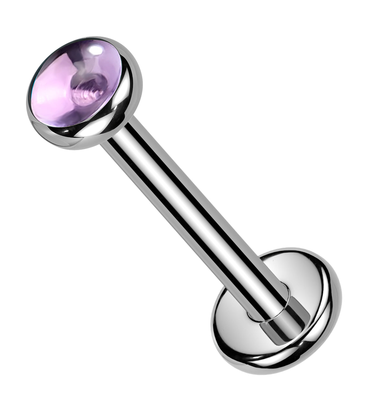 Amethyst Stone Titanium Threadless Labret by Urban Body Jewelry