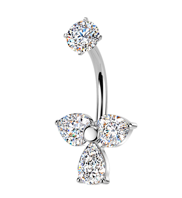 Angelic CZ Stainless Steel Internally Threaded Belly Button Ring