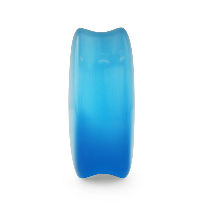Aqua Cat's Eye Glass Teardrop Plugs