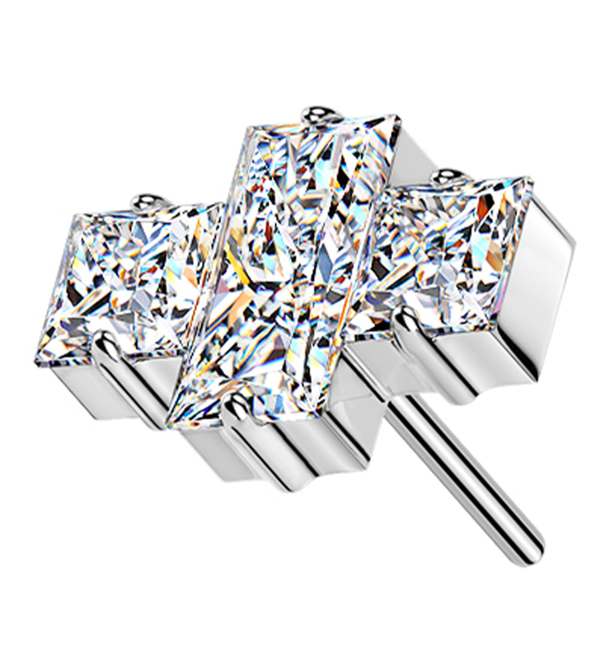Baguette Cross Clear CZ Titanium Threadless Top