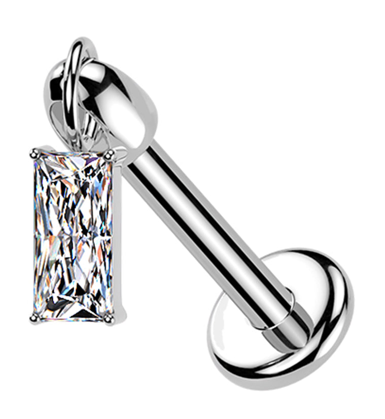 Baguette Dangle CZ Titanium Internally Threaded Labret