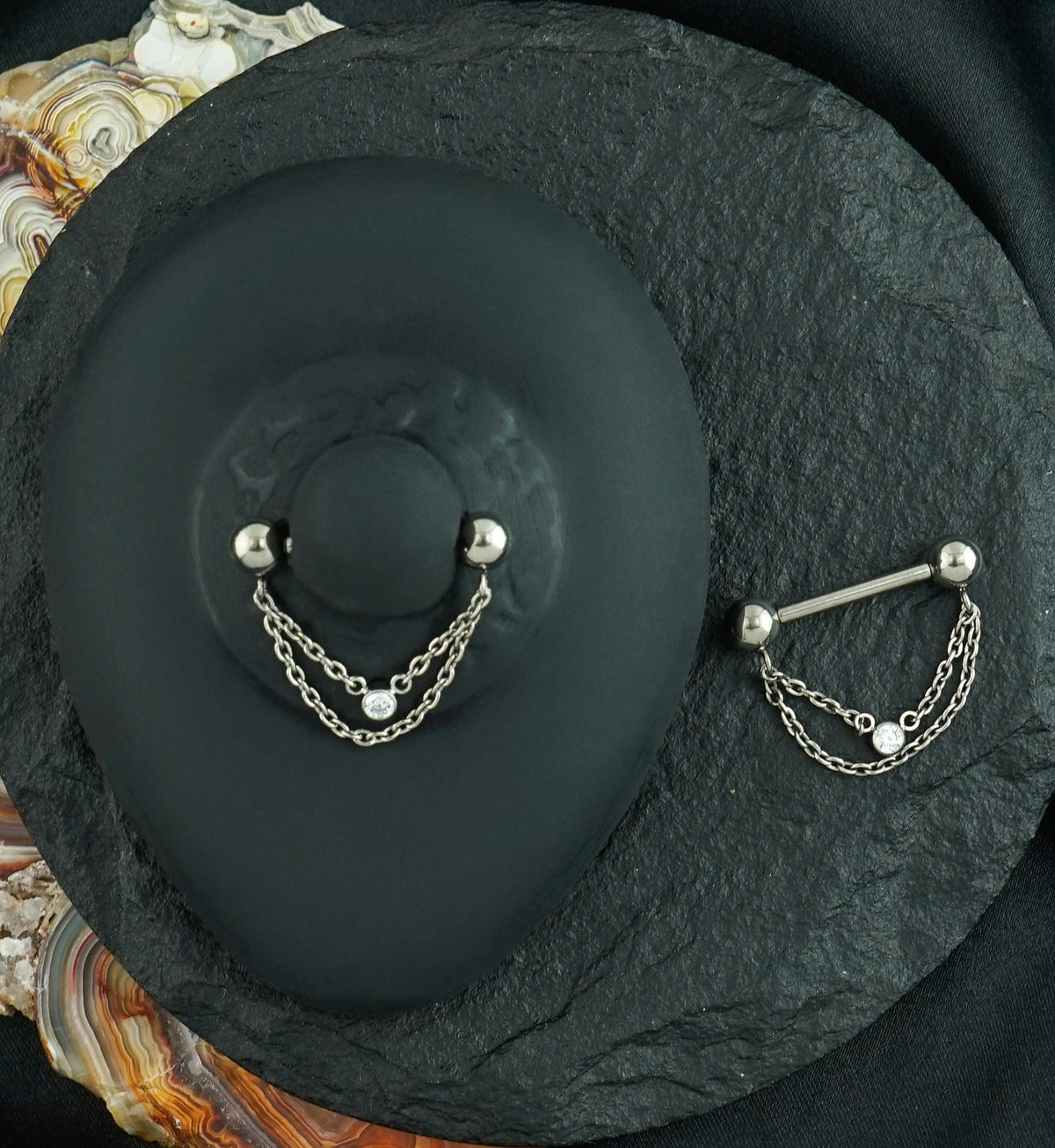 Ball End Dangle Chain Titanium Threadless Nipple Barbell
