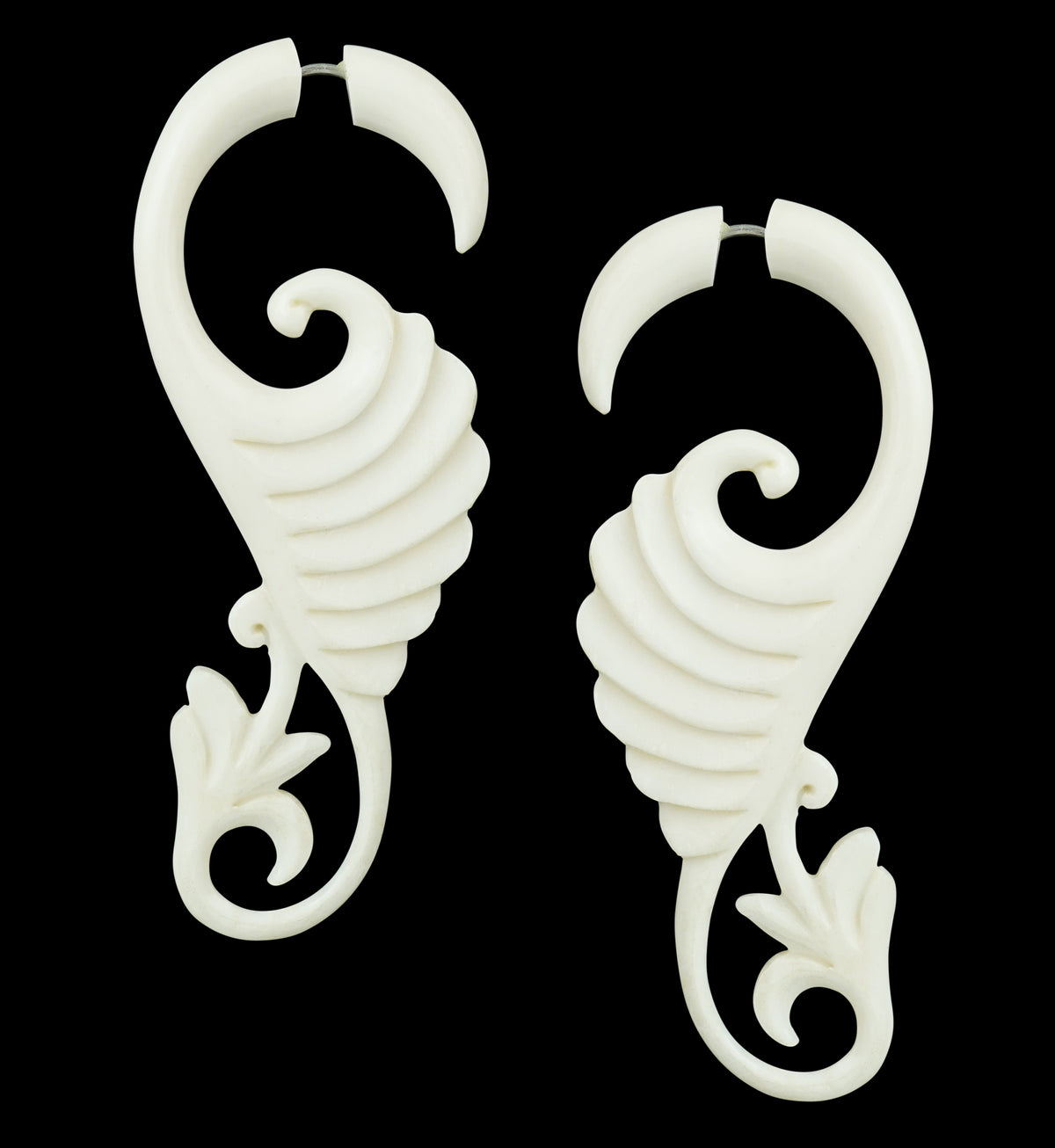 Banter Swirly Spiral Bone Fake Gauges Earrings