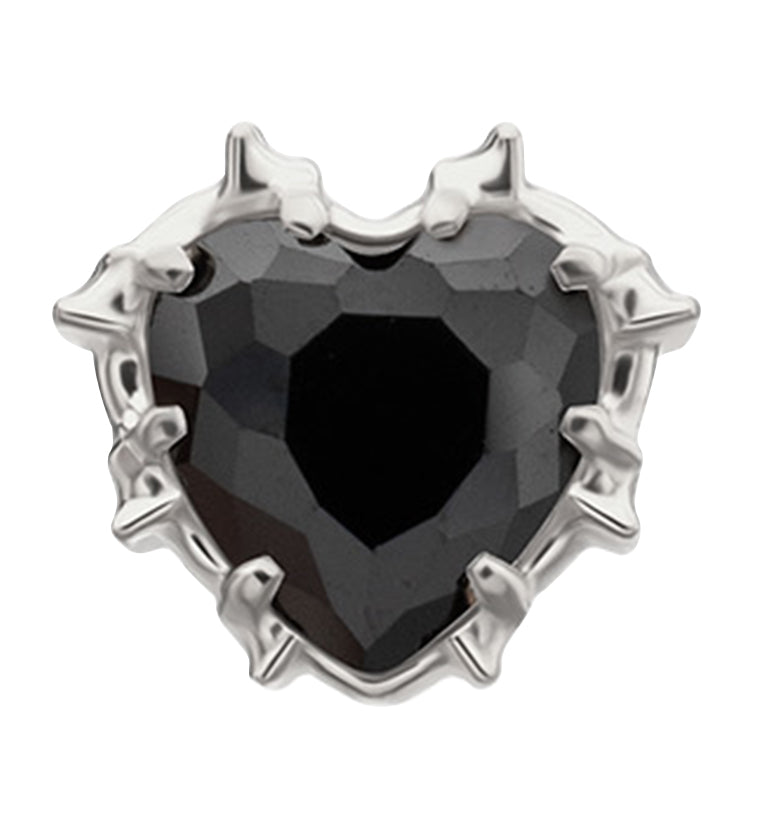Barbed Heart Black CZ Titanium Threadless Top