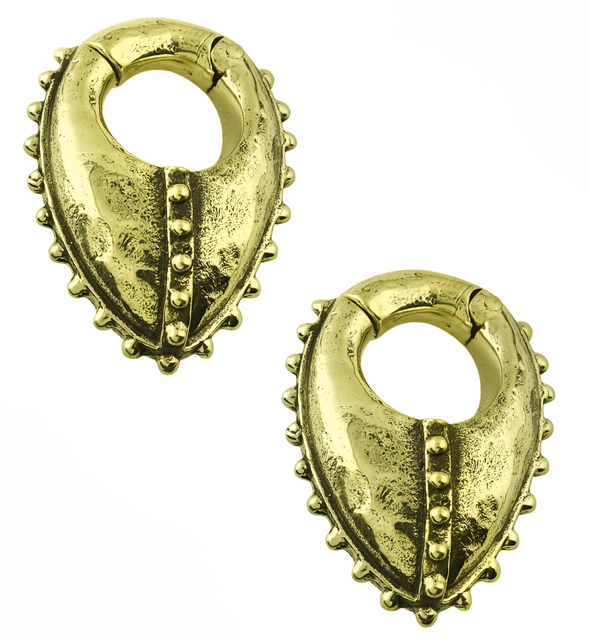 Beaded Armor Keyhole Brass Hinged Ear Weights