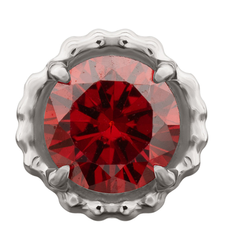 Beaded Bezel Garnet CZ Titanium Threadless Top