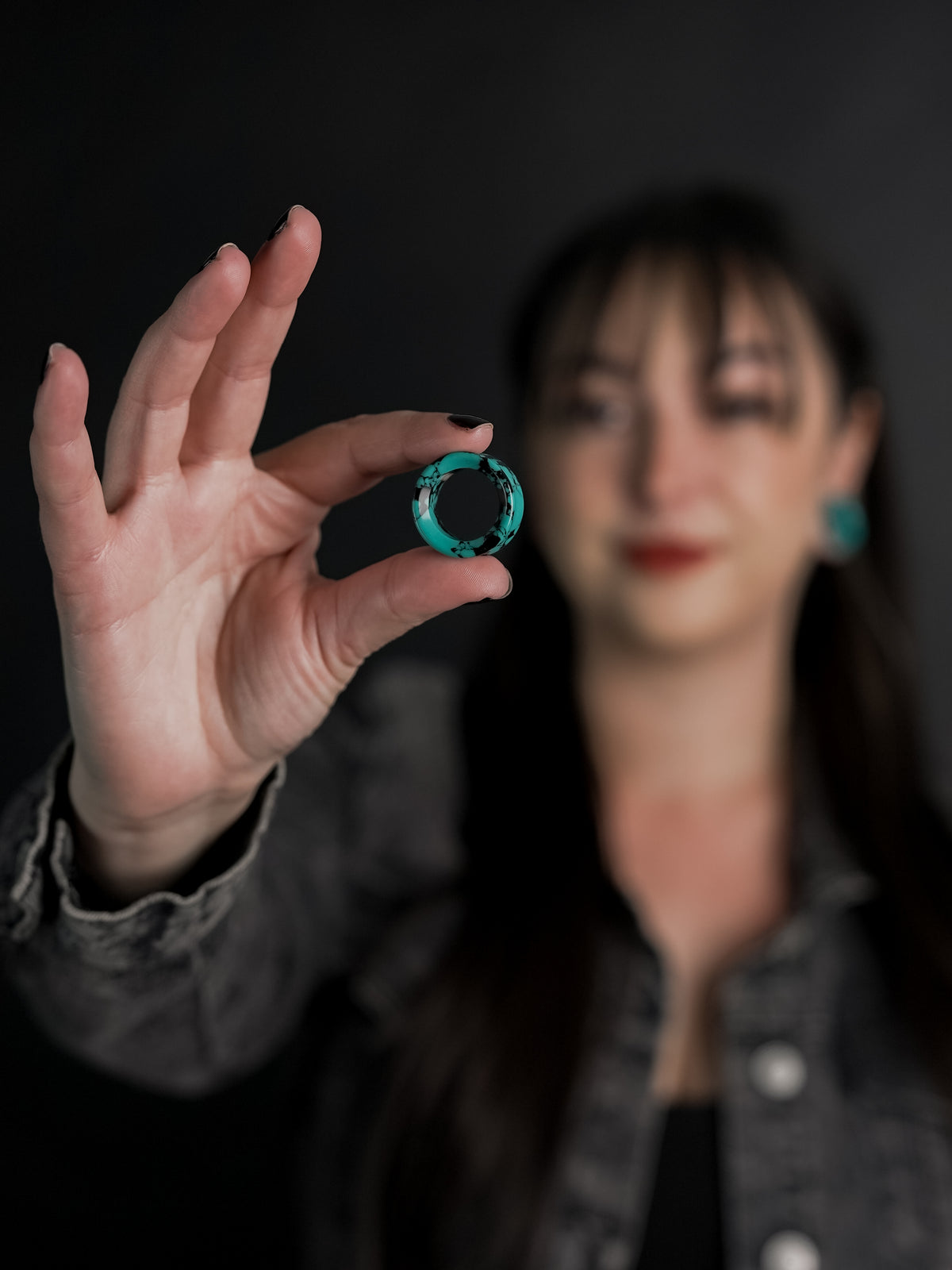 Black & Teal Howlite Stone Tunnels