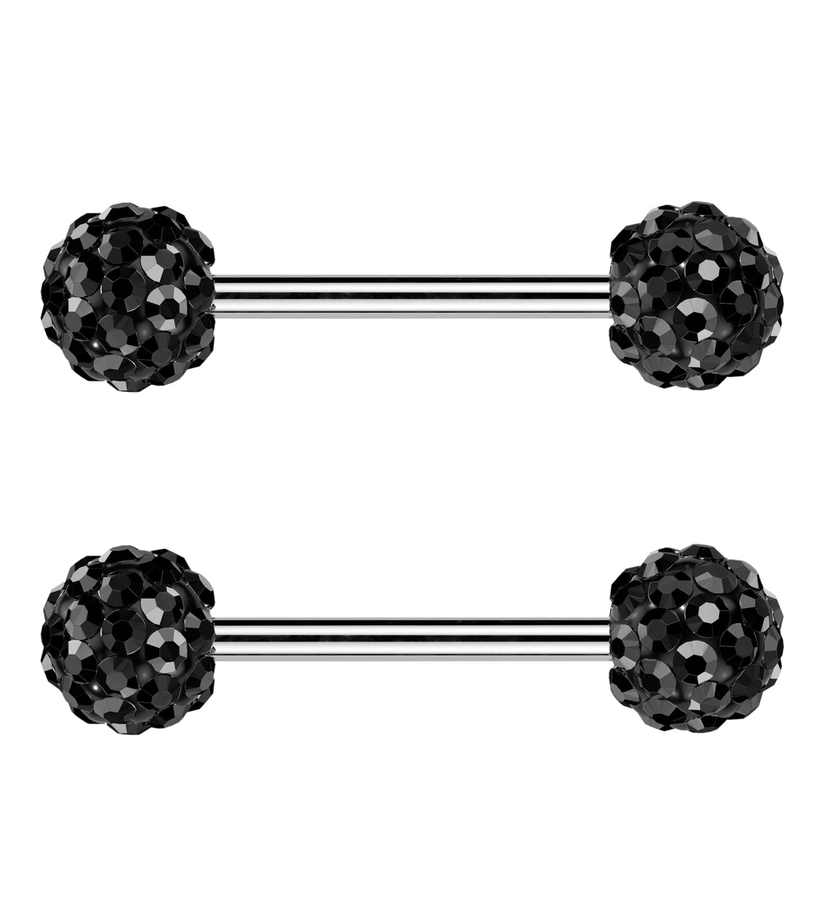 Black Crystal Ball CZ Stainless Steel Externally Threaded Nipple Barbell