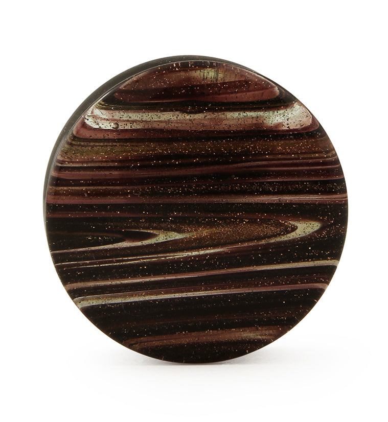 Black & Gold Glitz Glass Plugs