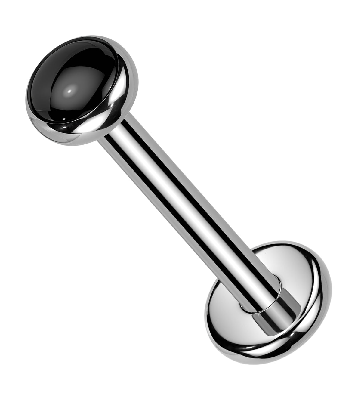 Black Onyx Stone Titanium Threadless Labret by Urban Body Jewelry