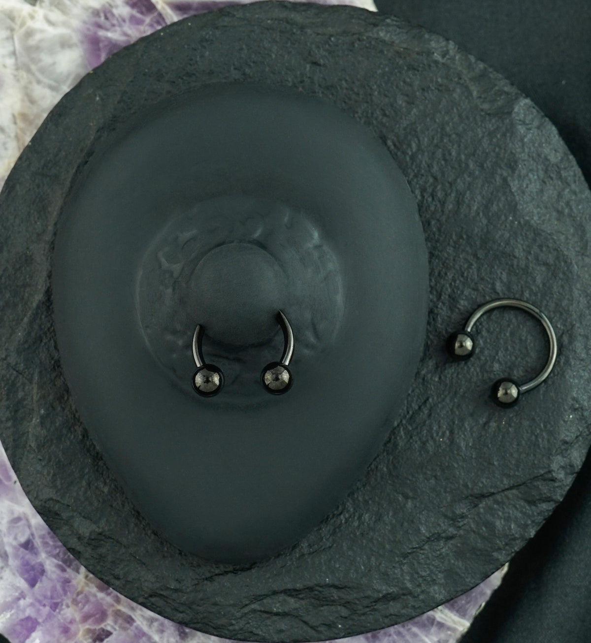 Black PVD Circular Barbell Nipple Ring