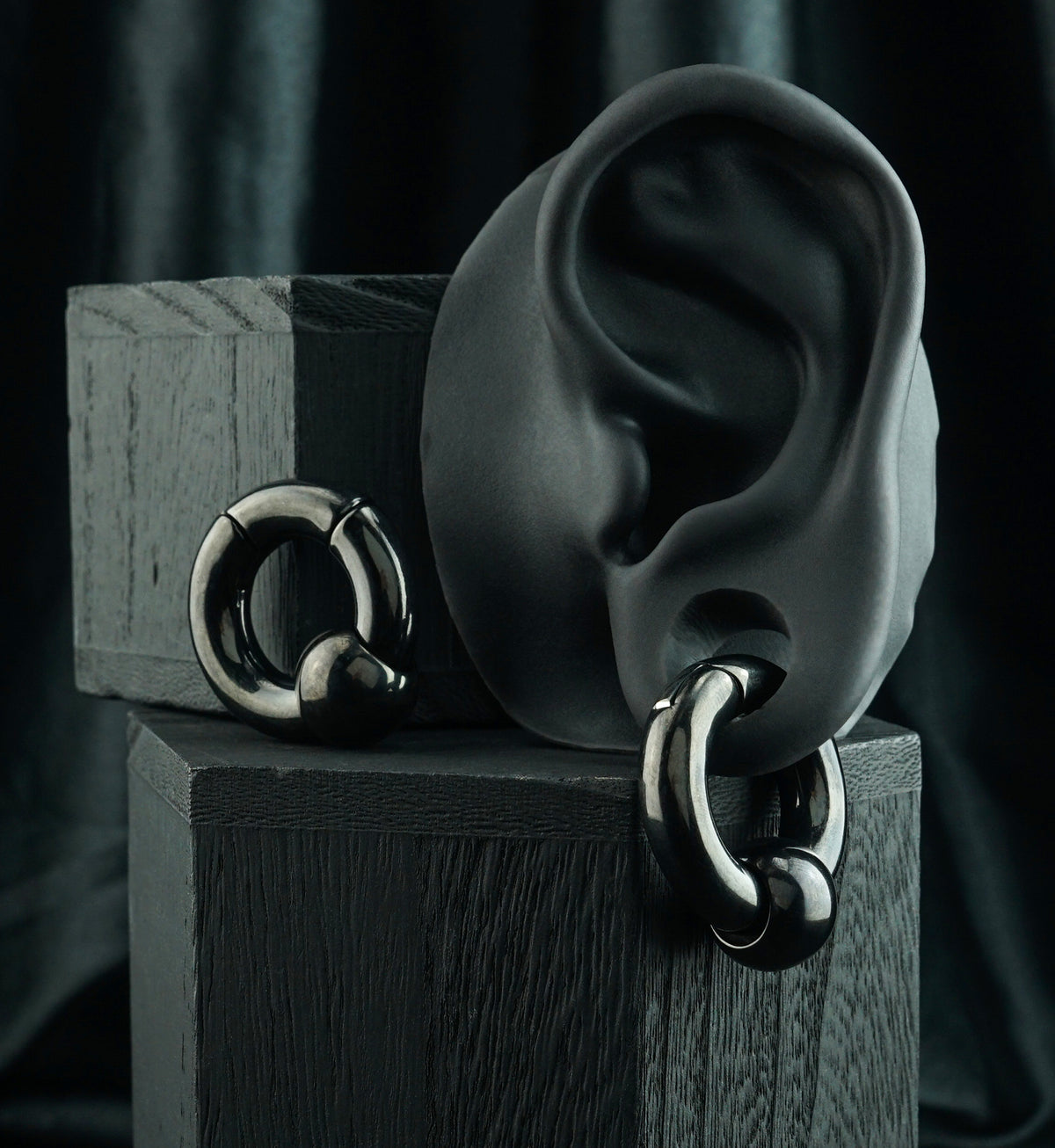Black PVD Hinged Slide Bead Ear Weights