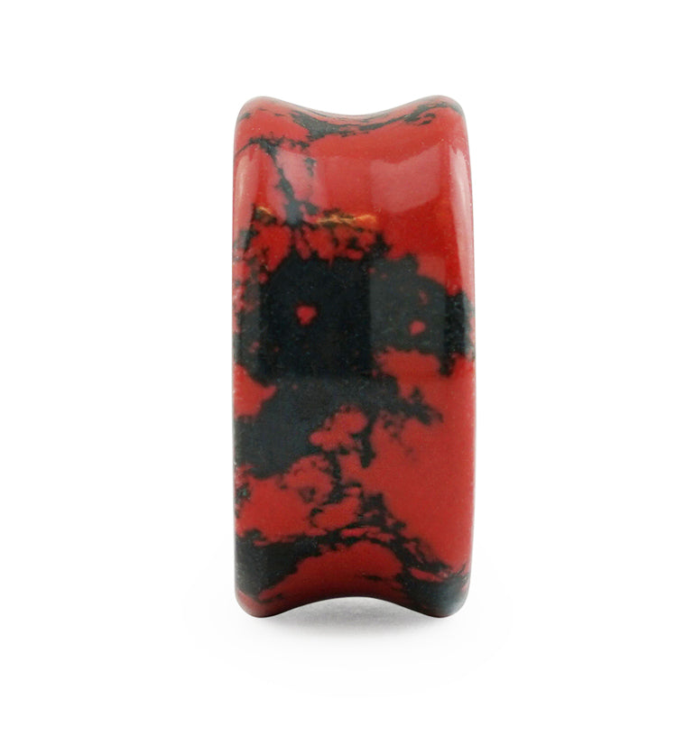 Red And Black Howlite Stone Plugs