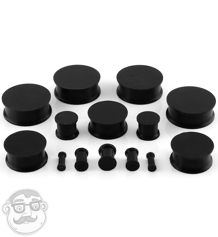 Double Flare Black Silicone Plugs (CLOSE OUT)