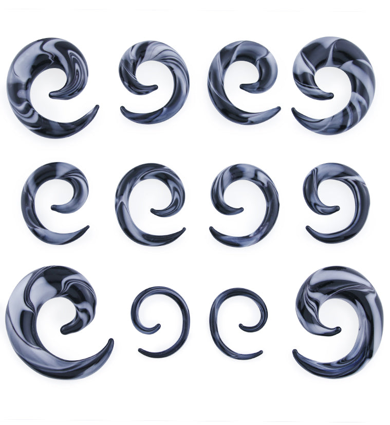 White & Black Swirl Glass Spirals