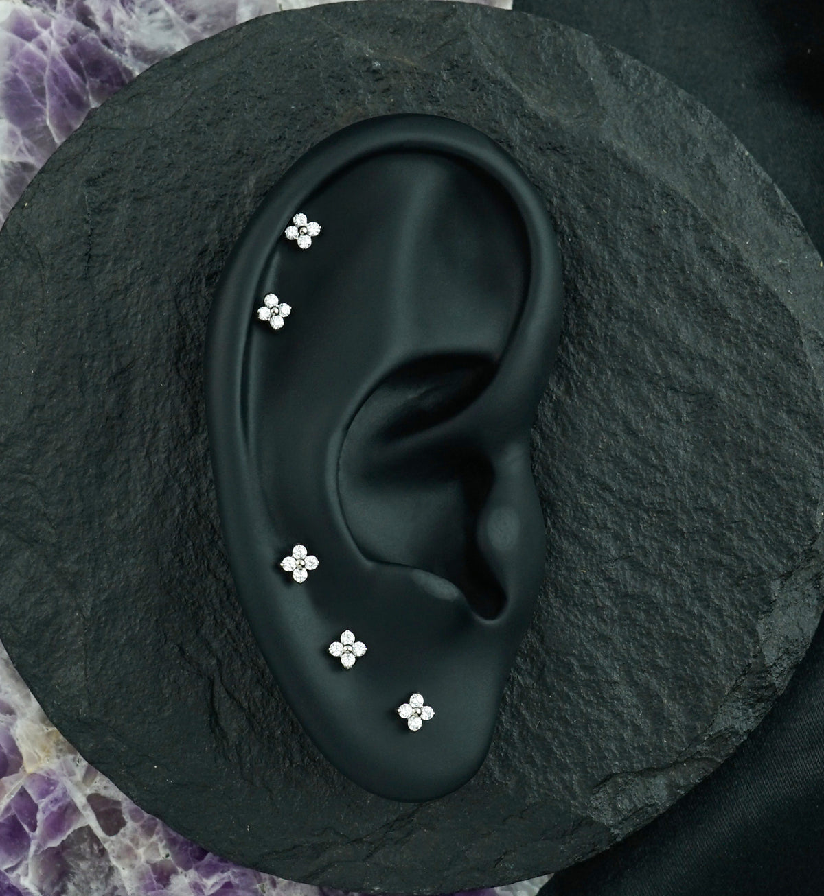 Blossom Clear CZ Titanium Threadless Labret