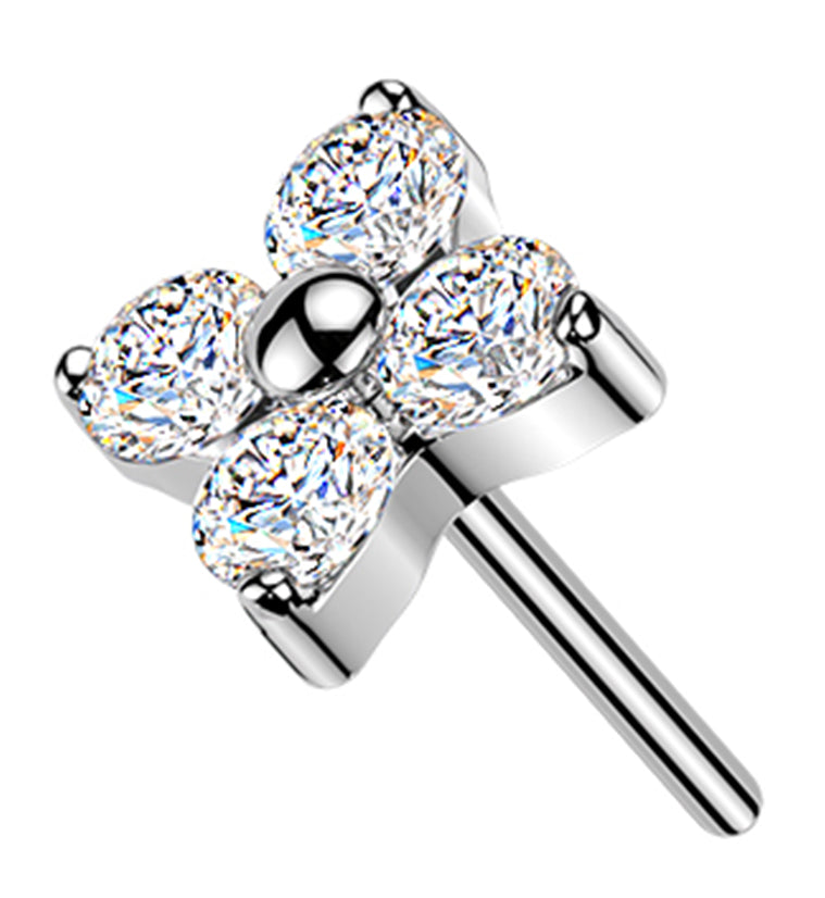 Blossom Clear CZ Titanium Threadless Top