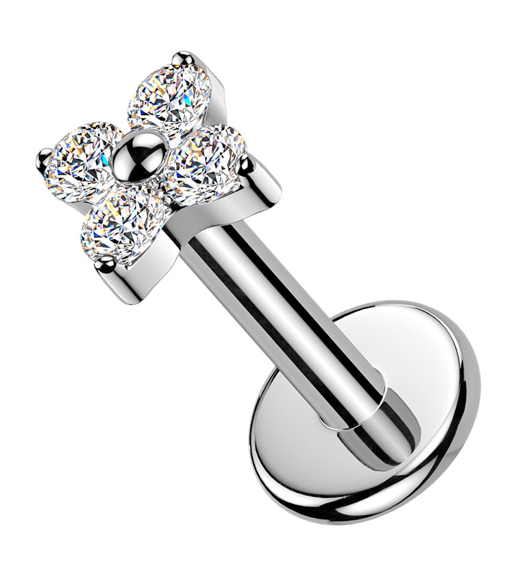Blossom CZ Titanium Internally Threaded Labret