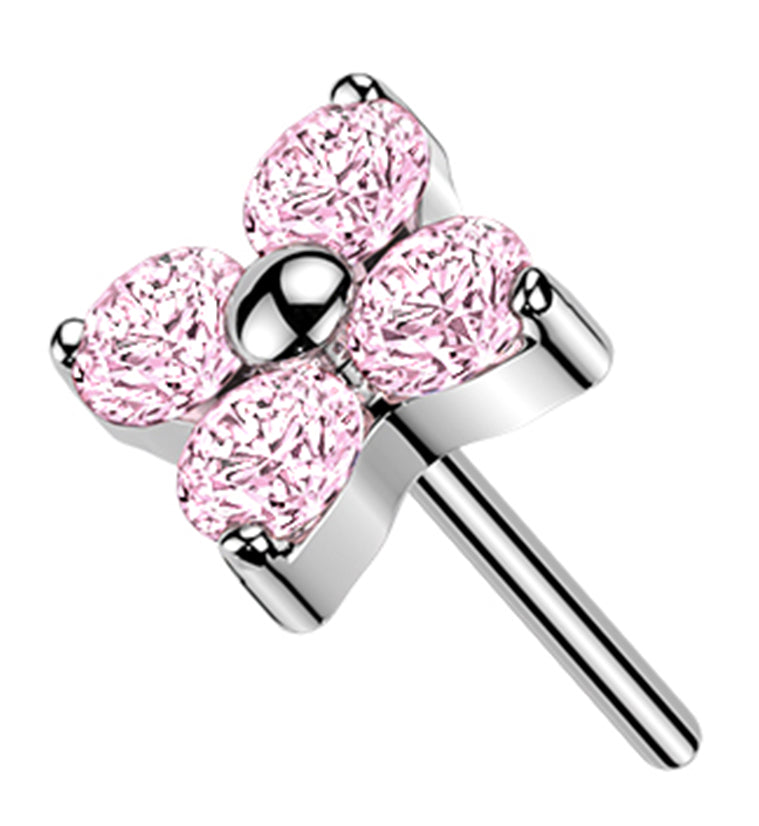 Blossom Pink CZ Titanium Threadless Top