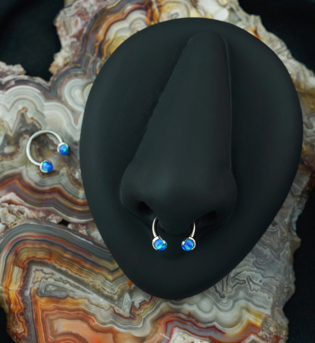 Blue Opalite Claw Stainless Steel Circular Barbell