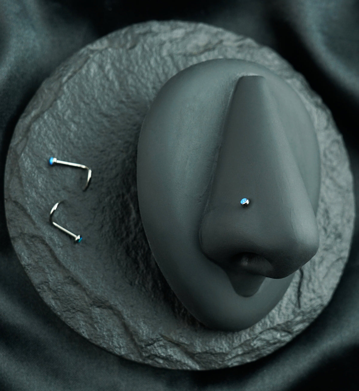 Blue Opalite Titanium Nose Screw Ring