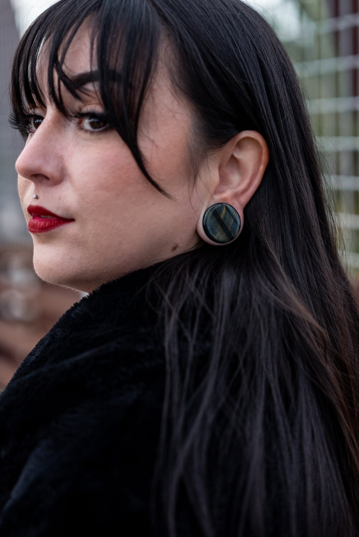 Blue Tigers Eye Stone Plugs