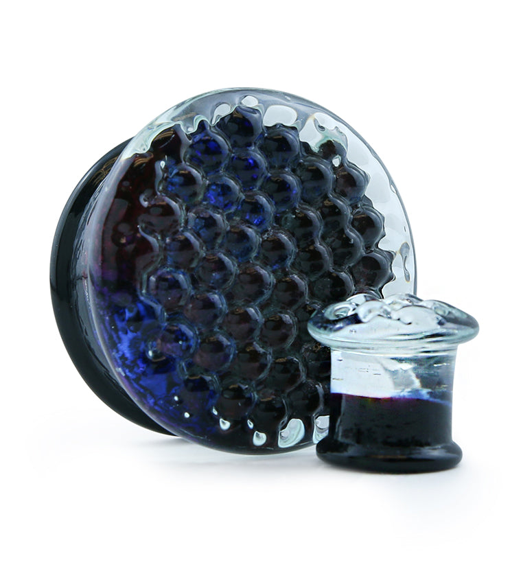 Blurple Sponge Glass Double Flare Plugs