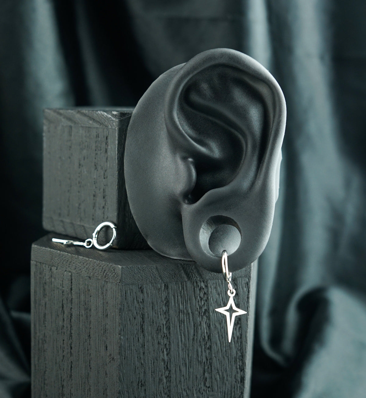 Bold Four Point Star Stainless Steel Hinged Earrings