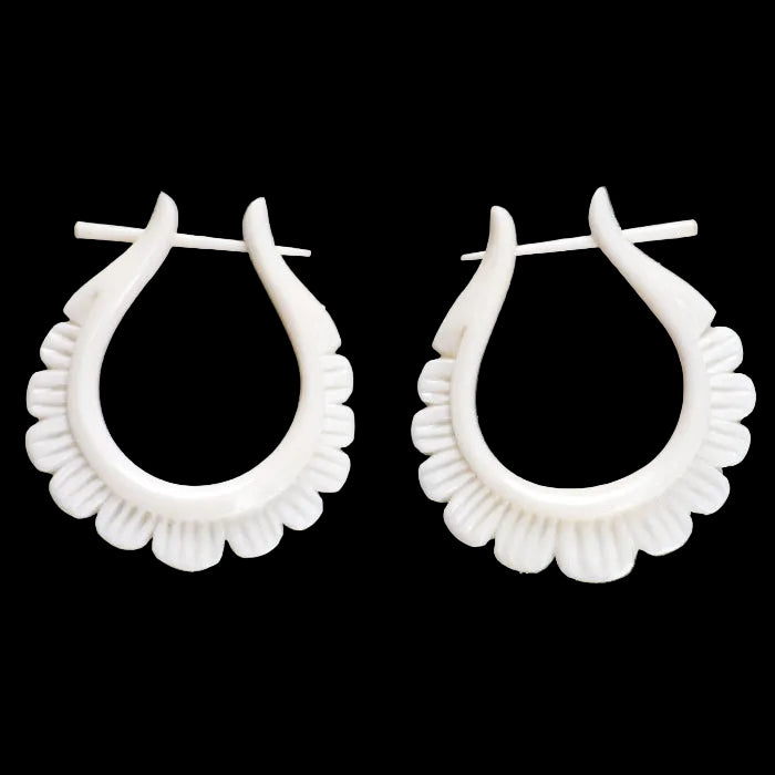 Floral Hoop Bone Post Earrings