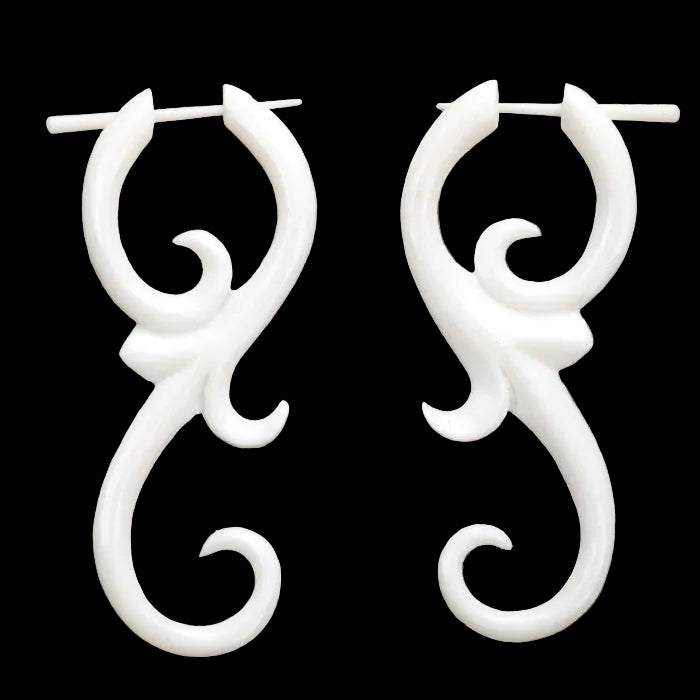 White Bone Divine Spiral Post Earrings