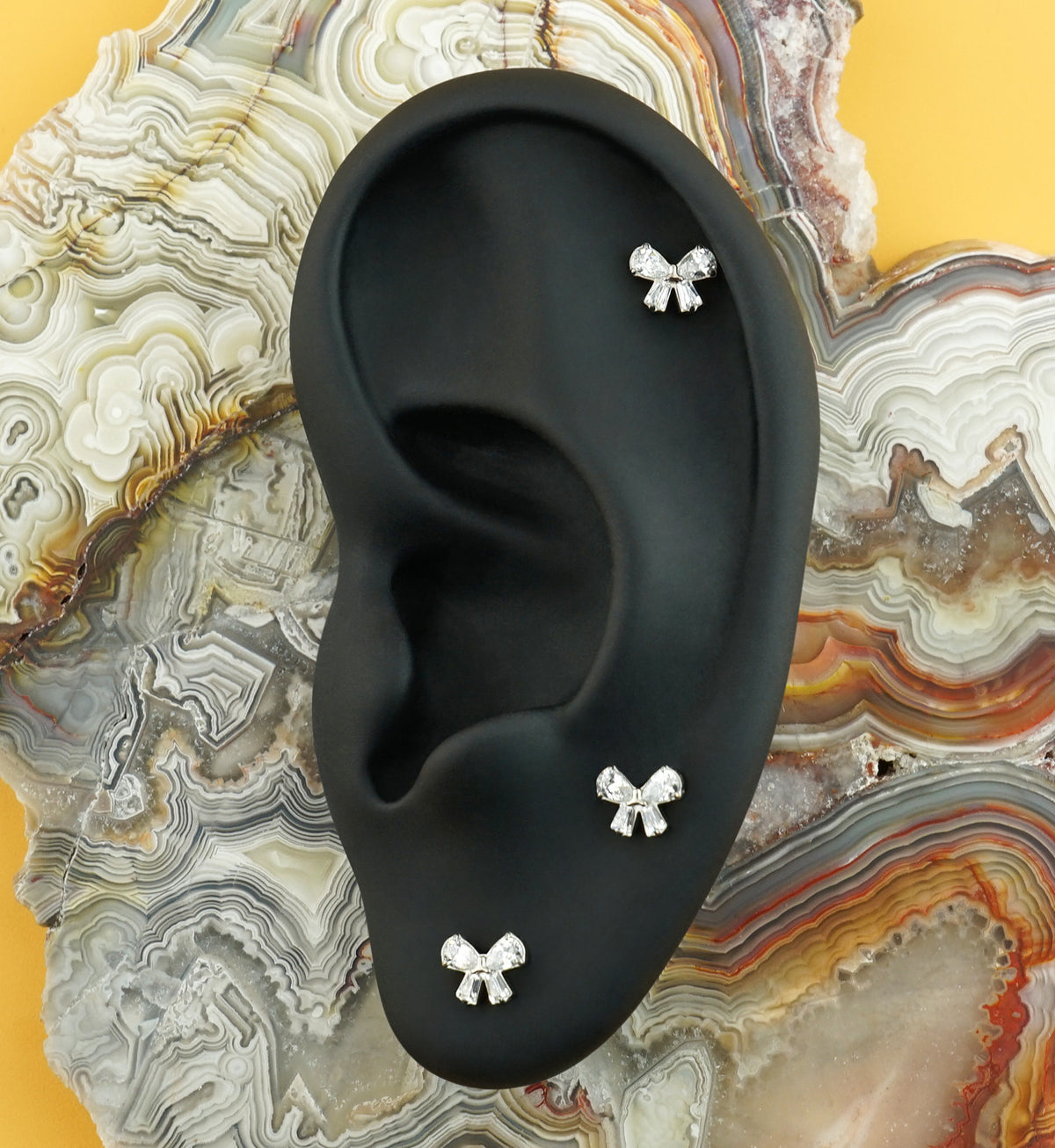 Bow Clear CZ Titanium Threadless Top