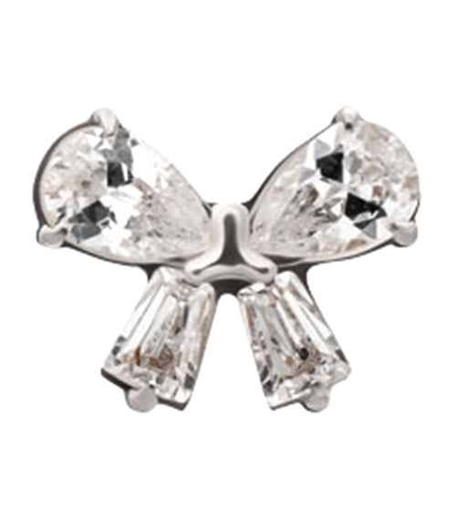 Bow Clear CZ Titanium Threadless Top